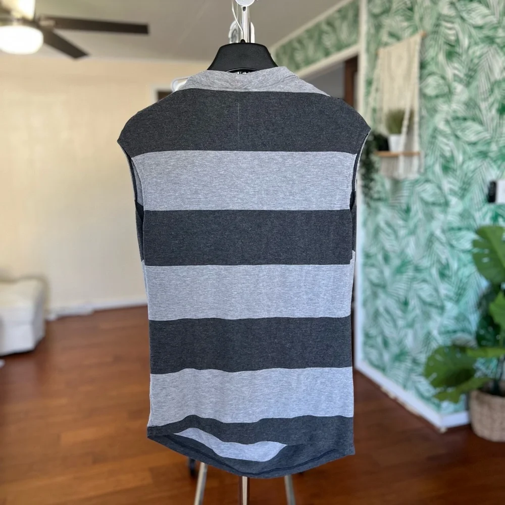 Cabi Grey Gray Wide Stripe Shirt Cowl Neck Top Tunic 620 Sz M - Picture 9 of 11